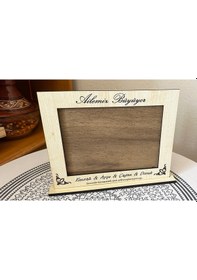 Resim 10x15, 13x18, 15x21 Ebatında Kişiye Özel Kişiselleştirilebilir Üzerinde İsim Yazılı Ahşap Fotoğraf Çerçevesi - Yatay 