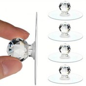 Resim 8/10/20 adet Şeffaf Kristal Kapı Kolu, Dolap Çekmece Kapı Kolu Tutacakları, saç tokası ile Kendinden yapışkanlı Kolu, Mobilya Kapı Süs Donanımı 