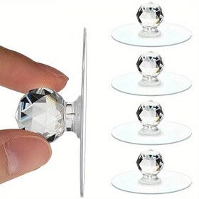 Resim 8/10/20 adet Şeffaf Kristal Kapı Kolu, Dolap Çekmece Kapı Kolu Tutacakları, saç tokası ile Kendinden yapışkanlı Kolu, Mobilya Kapı Süs Donanımı 