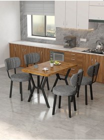 Resim Azra 70x110cm Atlantik Mutfak Masası, Mutfak Masası Takımı, Yemek Masası, 4 Koyu Gri Sandalye Koyu Gri 