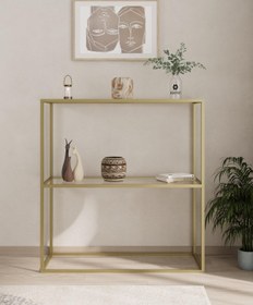 Resim Dekoport Oskar Gold (ESKİTME) Metal Dresuar - Şeffaf Cam 