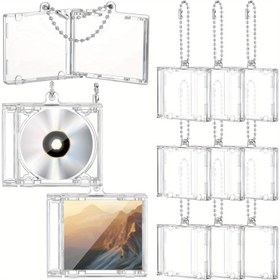 Resim 10/20'li Set Mini CD Anahtarlık Albüm Kutusu, Plastik CD Koruyucu, Şeffaf DVD Kapak Toptan DVD Değerli Taş Anahtarlık, Müzik Boş Mini Kompakt Disk Tutucu Kolye Ucu, Sırt Çantası Asma Dekorasyon Hediyesi, Müzik Depolama, Şık Tasarım, Dayanıklı Plastik 