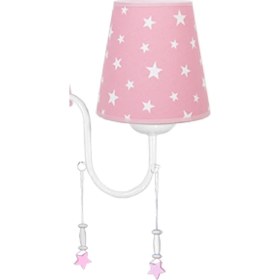 Resim Şenay Aydınlatma Çocuk Odası 3'lü Kumaş Abajur Avize-Pembe Yıldız 