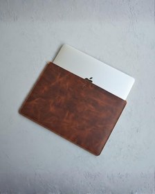 Resim Hakiki Deri Macbook Kılıfı - 13 Inç - Kahverengi -Laptop Kılıfı (33,5x23,5 CM) 