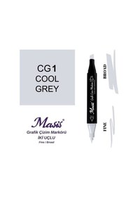 Resim Çift Uçlu Marker Grafik Çizim Kalemi Cg1 Soğuk Gri 