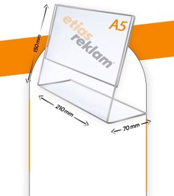 Resim Genel Markalar A5 L Tipi Yatay Masa Üstü 10'lu Paket / 2.8 Mm Şeffaf Pleksi Föylük / Broşürlük 