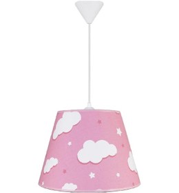 Resim Şenay Aydınlatma Çocuk Odası Konik Kumaş Avize Sarkıt-Pembe Bulut 
