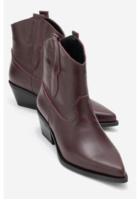 Resim Luvi Shoes Elıa Bordo Cilt Hakiki Deri Kadın Western Bot Bordo 