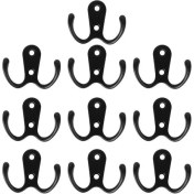 Resim 10 Adet 2 Pronged Ceket Kanca Duvara Monte 2 Delik Havlu Askısı Palto Şapka Giyim (Siyah) | Robe Hooks 