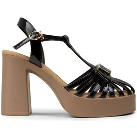 Resim Deery Kadın Siyah Rugan Platform Topuklu Sandalet - 26491zsyhc01 Siyah 