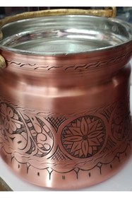 Resim Ustası Antepte Bakır Işlemeli Eskitme Rose Yoğurt Bakır Bakraç 3 Lt 