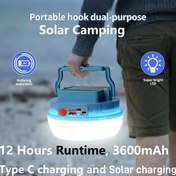 Resim Taşınabilir Güneş Enerjili LED Kamp Lambası, Büyük Kapasiteli 3 Pil Lityum-İyon Power Bank 3600mAh ile Asılabilir Mini Fener, Manyetik Taban ve Hızlı Kanca, 3 Aydınlatma Modu, 35 Metrekare Aydınlatma Alanı, Çift Güneş Şarjı, Kamp & Uzun Süreli Dış Mekan Kullanımı İçin İdeal 