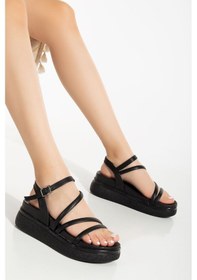 Resim 24422-844 Siyah Dolgu Topuk Kadın Sandalet Siyah 