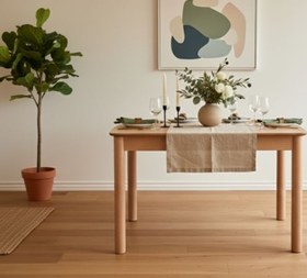 Resim ALVİN NATURAL AHŞAP AÇILIR MUTFAK MASA TAKIMI, 80X120 CM 