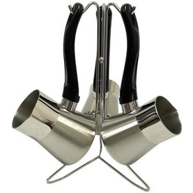 Resim Lines Piramit 4 Parça Çelik Cezve Takımı Lc-0202 Siyah Soft Kulp 