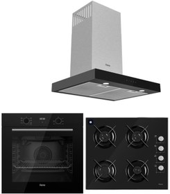 Resim Ferre BLACK PLUS SERİSİ 3LÜ CAM ANKASTRE SET (QBL63CS-S2140-D100) 