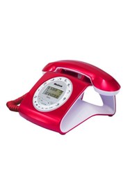Resim Multitek Retro Özel Tasarımlı Kablolu Siyah veya Kırmızı Masa Üstü Telefon 