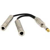 Resim Suntek 1/4" Jak Erkek - Çift 6.5MM 1/4" Mono Dişi Y Splitter Ses Kablosu 6.35 MM 
