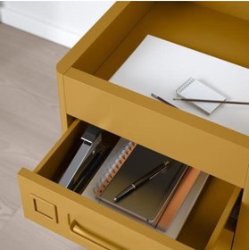 Resim IKEA Çekmeceli Çelik Ofis-Makyaj-Eşya Düzenleyici Keson Hardal Sarı Renk 42x61 Cm Tekerlek 