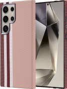 Resim Ensueno Galaxy Uyumlu S24 Ultra Kılıf Magsafe Şarj Özellikli Karbon Fiber Görünümlü Nekst K Altın 