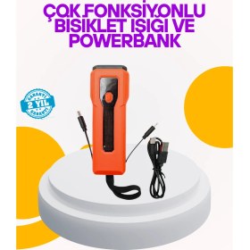 Resim Flamex Su Geçirmez Bisiklet Işığı 5000 Mah Powerbankli Ön Far 