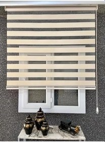Resim İthal Bambu Zebra Stor Perde Eteği Düz (1.Kalite Alüminyum Kasa Metal Ayak TYCPJZQLJN169323562868706, Krem Rengi, 110 x 200 