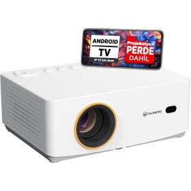 Resim Vankyo Leisure L470A Android TV 1080P Destekli 6G Wi-Fi + Bluetooth 5.2 Projeksiyon Cihazı Beyaz 