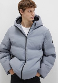 Resim Mavi - Kapüşonlu Gri Şişme Mont 0110651-85550 Gri 