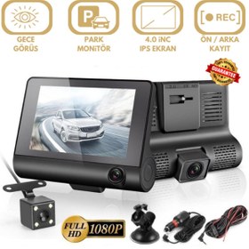 Resim Maybax 3 Kameralı Araç İçi DVR Sürüş Kaydedici – 1080p Full HD, Gece Görüş, Döngü Kayıt 