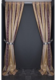 Resim Saten 750 Model Vizon Renk Tek Kanat Pileli Fon Perde 75 260 Cm Vizon 