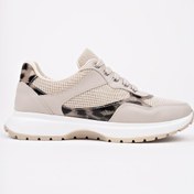 Resim Muggo Melody Kadın Kalın Taban Günlük Leopar Desenli Bağcıklı Sneaker Spor Ayakkabı Ten 