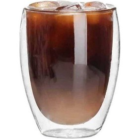 Resim Çift Katmanlı Cam Bardak 350 Ml Şeffaf 