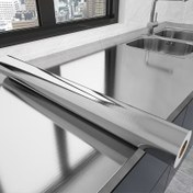 Resim Kendinden yapışkanlı Paslanmaz Çelik Gümüş Dokulu Duvar Kağıdı - Su Geçirmez, Yıkanabilir, Mutfak Dolapları, Lavabo, Buzdolabı, Dolap Kapıları ve Masaüstü Yenileme, Mutfak Dekorasyonu | Modern Mutfak Dekoru | Dayanıklı Duvar Kağıdı 