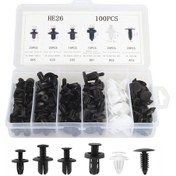 Resim 100 İn 1 Evrensel Araba Plastik Bağlantı Elemanları Perçin Klipsleri Seti 