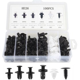 Resim 100 İn 1 Evrensel Araba Plastik Bağlantı Elemanları Perçin Klipsleri Seti 