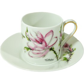 Resim Royal Limoges el boyama sanatçı imzalı çiçek desenli 2’li kahve fincanı 