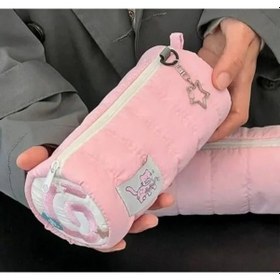 Resim Pembe Renkli Kalemlik Çanta, Kırtasiye Ve Makyaj Düzenleyici Rulo 