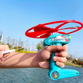 Resim Büyük Mavi Gyroscopic Uçan Disk Fırlatıcı Çocuklar İçin - Açık Hava Spor Oyuncakları Kırmızı Elastik Dize ile, 1 Fırlatıcı ve İki Disk Ebeveyn-Çocuk Etkileşimli Oyun, Disk Golf veya Su Oyunları için, Açık Hava Oyun Ekipmanı | Gyroscopic Disk | Hafif Tasarım, Komik Uçan Disk 