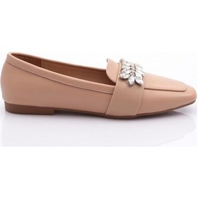 Resim Dgn 50085-23y Kadin Kristal Taşli Tokali Loafer 5008-1423-R15042 Ten Rengi 