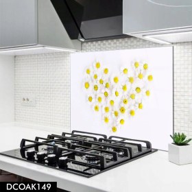Resim Olinpa Cam Ocak Arkası Koruyucu | Kalp Papatya Desenli 