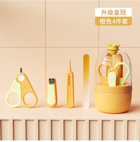 Resim Uıowoo Bebek Şırnak Makası Seti Yeni Doğan Ve Çocuklar İçin Güven Korumalı Tırnak Makası Ve Bakım Seti Turuncu Taç 4 Parça Seti 