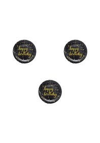 Resim Roll-up Doğum Günü Işıltılı Siyah Happy Bithday Yazılı Karton Tabak - 22 Cm. - 8 Adetlik 3 Paket Pembe 