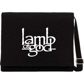 Resim Lamb Of God Logo Siyah Kanvas Postacı Çantası - Siyah 