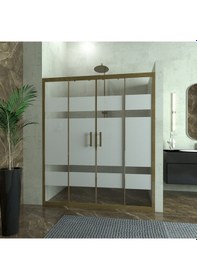 Resim Tekno Duş Bronze Castor 6mm Kumlamalı Cam 2 Sabit 2 Sürgü İki Duvar Arası Duşakabin Yarı Beyaz 