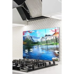 Resim Cam Ocak Arkası Koruyucu Ankastre Arkası Koruyucu | Doğa 
