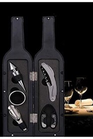 Resim Deco Elit 5 Parça Çelik Şişe Açacağı Seti Dekoratif Kılıf ile Şık Hediye Seti , Wine Opener Gift Set 