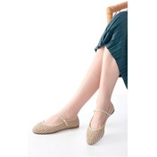 Resim 7432 Bej Fileli Toka Detaylı Günlük Kadın Babet Beyaz 