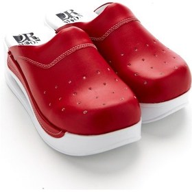 Resim Drmoon Airmax Taban Bayan Hakiki Deri Sabo Kadın Terlik Kırmızı 