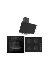 Resim Steam Plus Serisi QEP64CS - SS205 - D077 3lü Cam Ankastre Set 