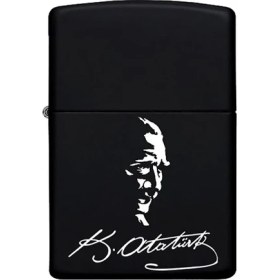 Resim Atatürk Imzalı Kişiye Özel Isimli Benzinli Siyah Metal Çakmak 